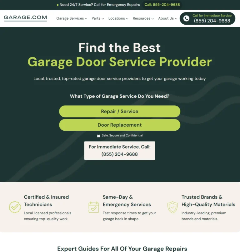 Garage door company website design
