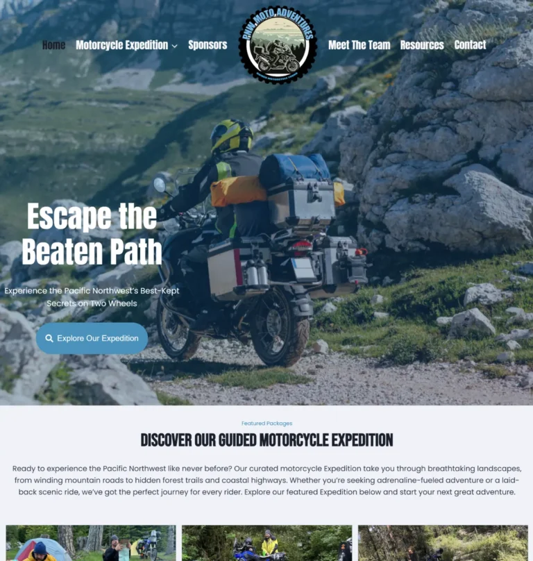 Motorcycle tour website design