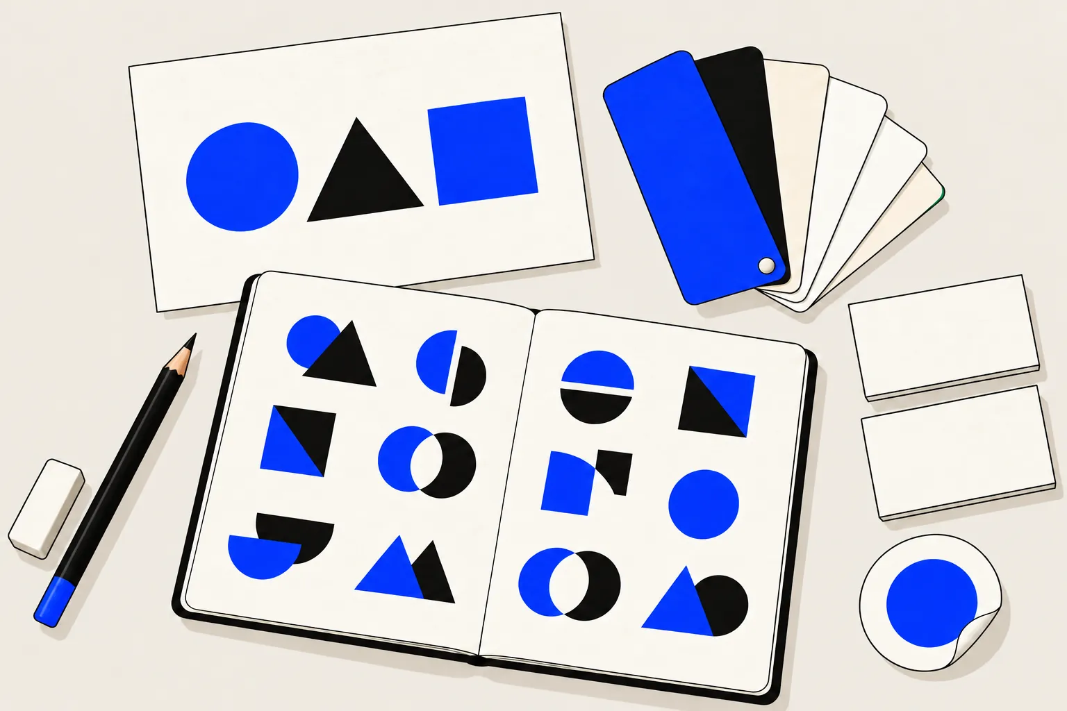 Brand identity kit with logo sheet, color swatches and business cards